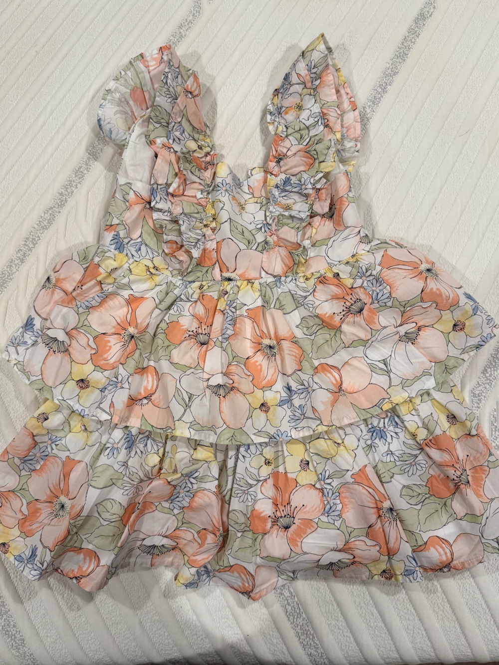 Janie and Jack Peach, Yellow & Sage Floral Dress